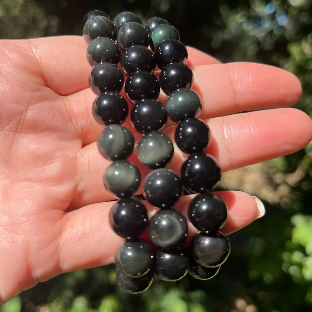 10mm stretchable rainbow obsidian bracelet‎